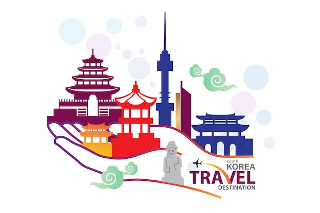 Vector south korea travel destination vector illustration