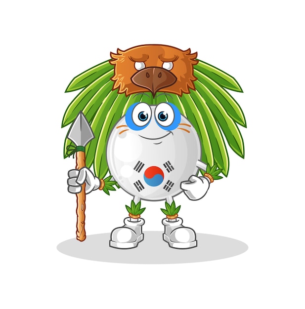 Vector south korea tribal man mascot. cartoon vector