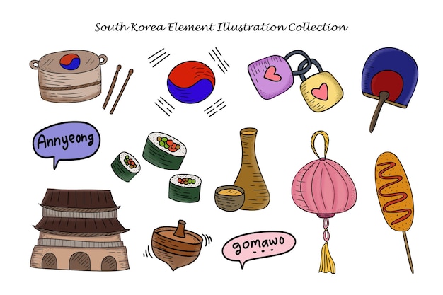 Vector south korean country and culture element