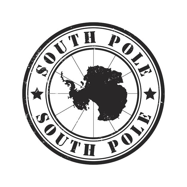 Vector south pole round grunge rubber vector stamp with map inside