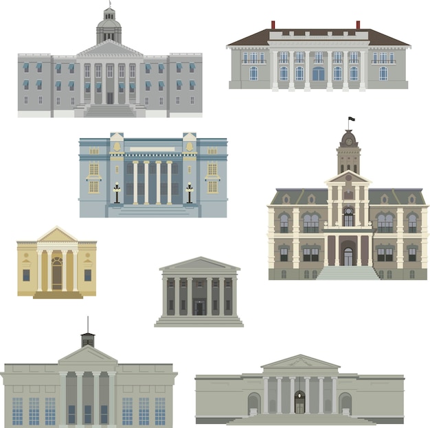 Vector south_stone_government_architecture_18thcentury_buildingset