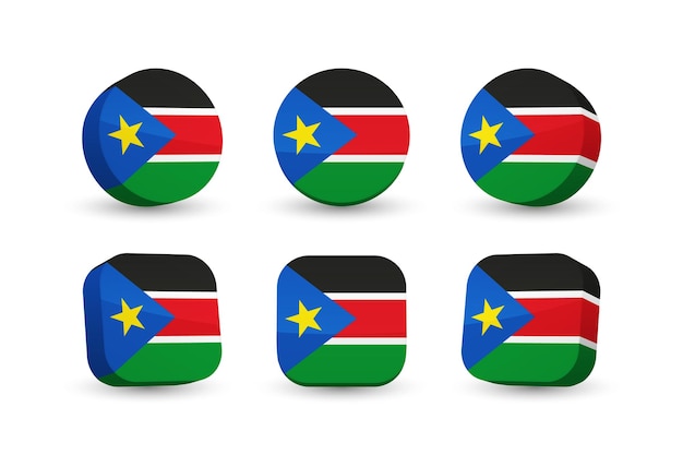 South Sudan flag 3d vector illustration button flag of South Sudan isolated on white