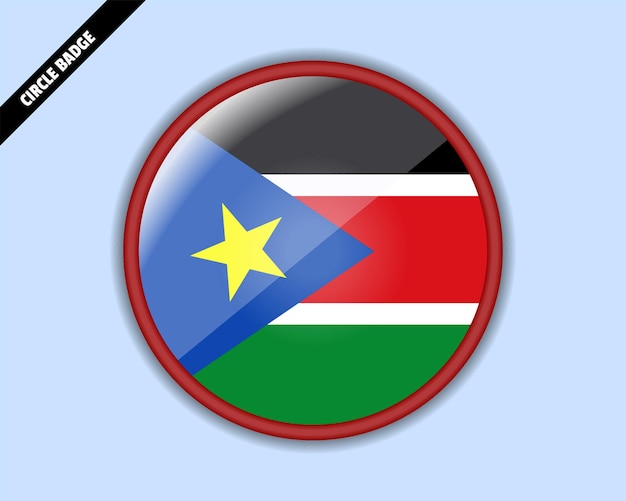 South Sudan flag circle badge vector design rounded sign with reflection