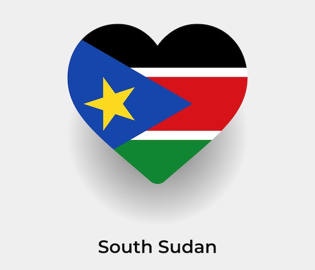 南スーダンの旗ハート形アイコンベクトル図