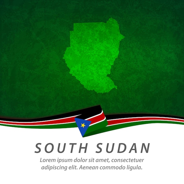 South Sudan flag with central map