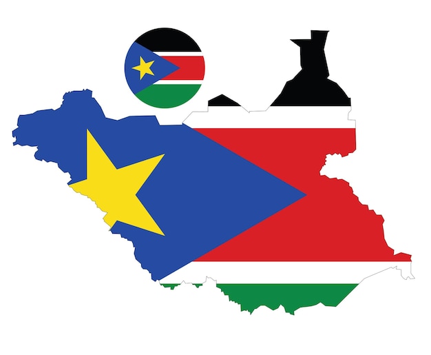 Vector south sudan map and flag