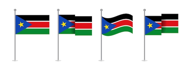 Южный судан национальный флаг векторные иллюстрации