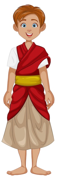 Southeast Asian Men in Traditional Outfits Cartoon Characters