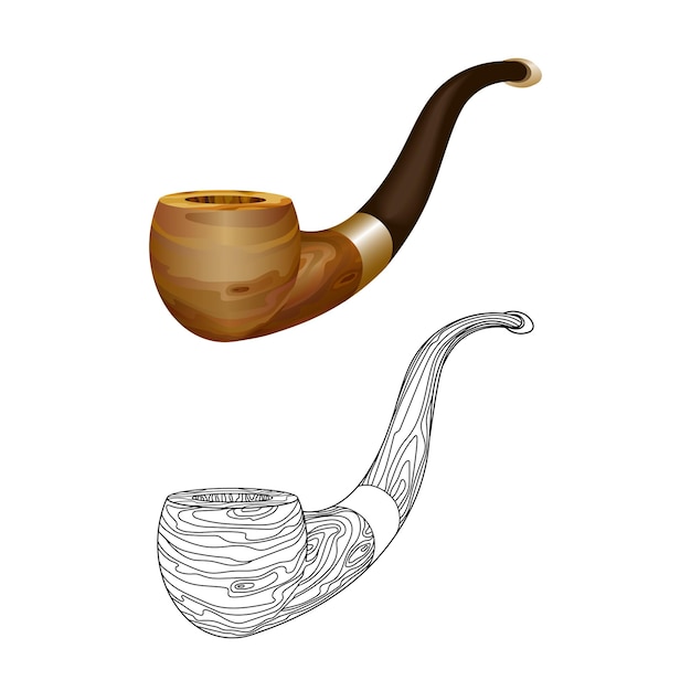 Souvenir smoking pipe with brown mouthpiece and wooden texture