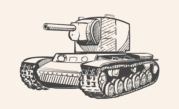 ソビエトKv2戦車第二次世界大戦時代のスケッチ