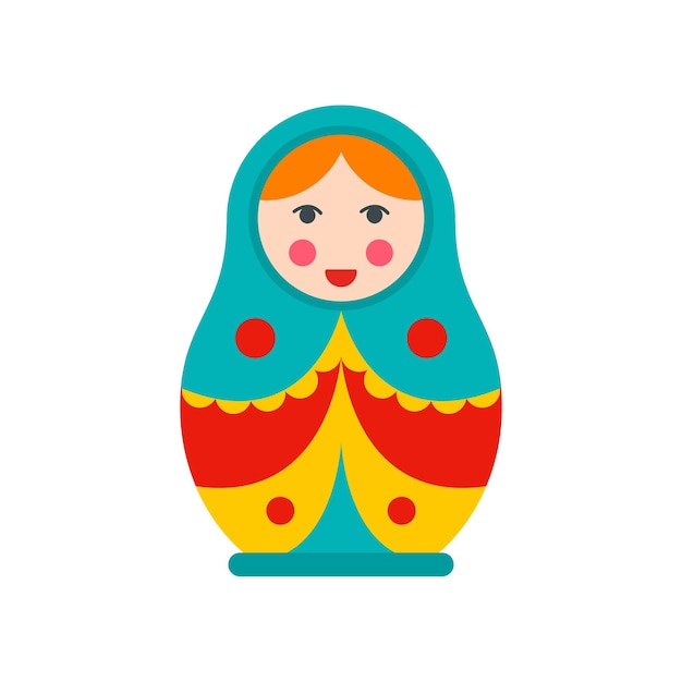 Icona della bambola da nidificazione sovietica illustrazione piatta dell'icona vettoriale della bambola dal nidificazione sovietica per il web design