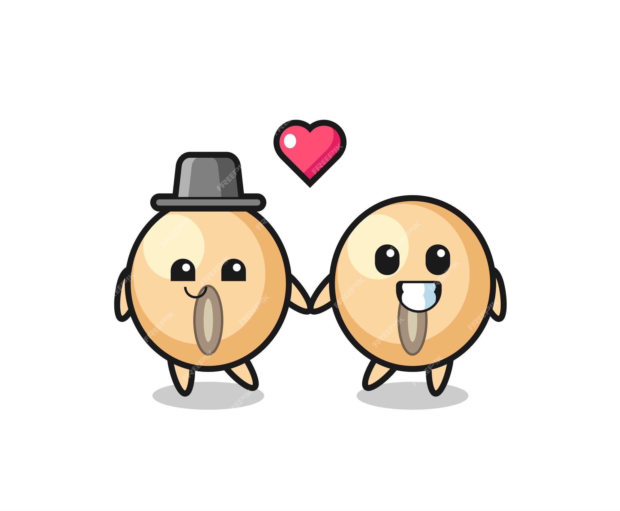Premium Vector | Soy bean cartoon character couple with fall in love gesture Premium Vector | Soy bean cartoon character couple with fall in love gesture