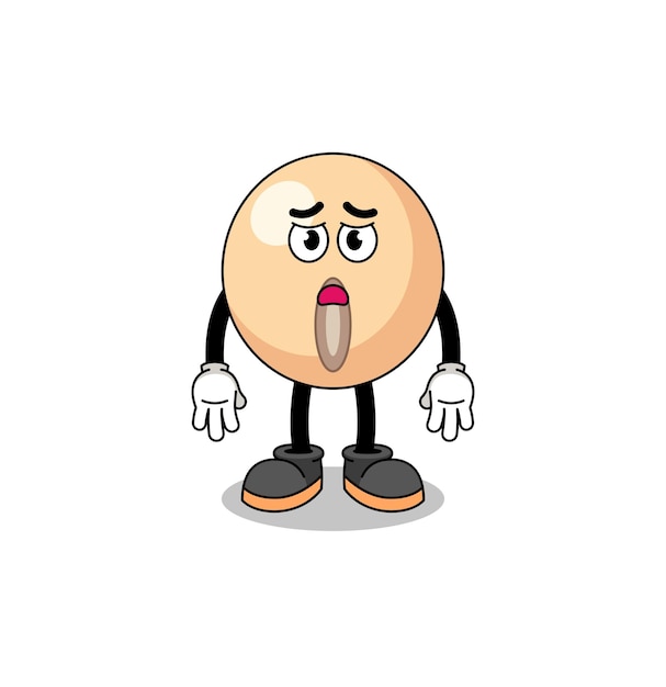 Soy bean cartoon illustration with sad face