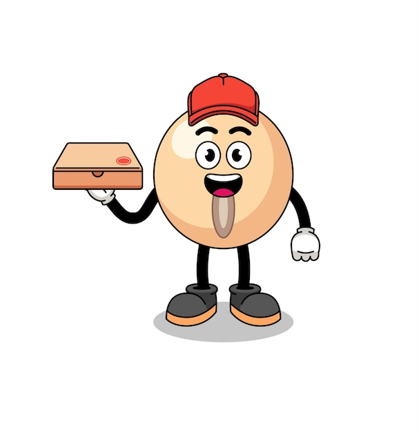 Soy bean illustration as a pizza deliveryman