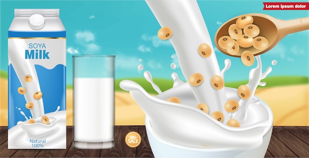 Vector soy milk mockup