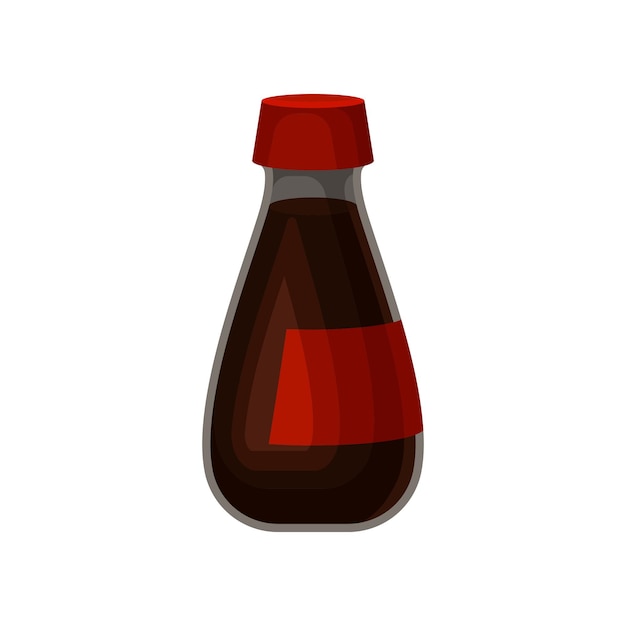 Vector soy sauce glass bottle vector illustration on a white background