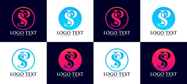 Sp 문자 로고, 고급 문자 sp 모노그램 세리프 로고 디자인