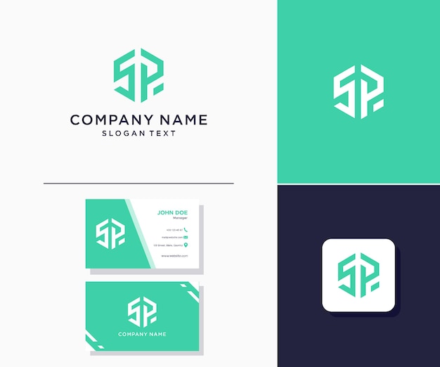 Vector sp modern logo initials hexagon monogram used for brand identity