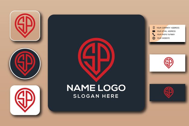 SP monogram logo template color editable