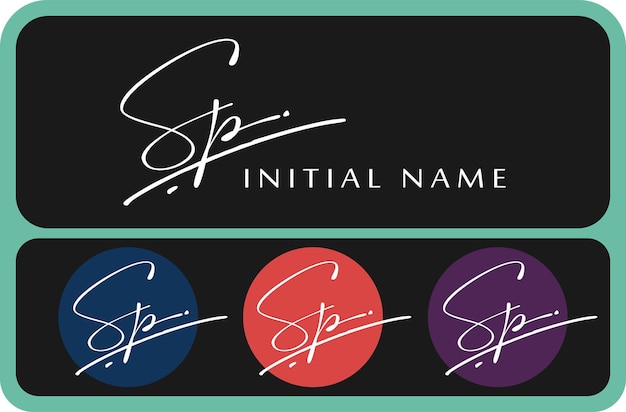 Vector sp s p initial handwriting sp initial handwriting signature logo template hand lettering vector