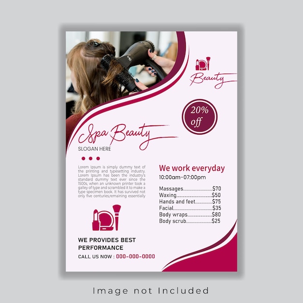 Spa beauty care flyer design template