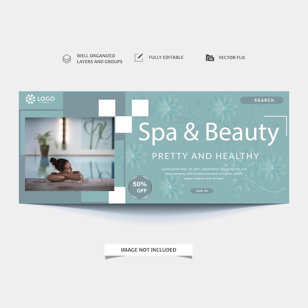 Vector spa and beauty center banners with photo and modern layout