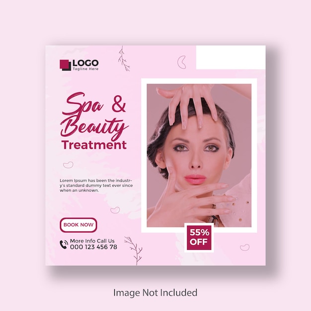 Vettore spa e bellezza facebook social media e instagram post design template premium vector