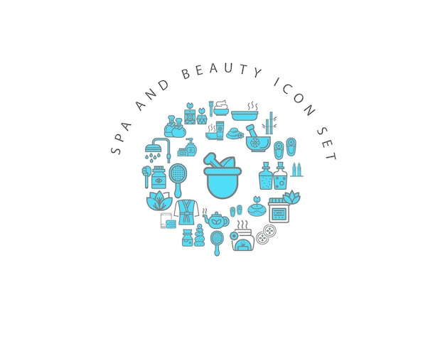 Spa beauty icons set