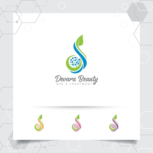 Spa beauty logo design with concept of green nature and leafe for clinic salon