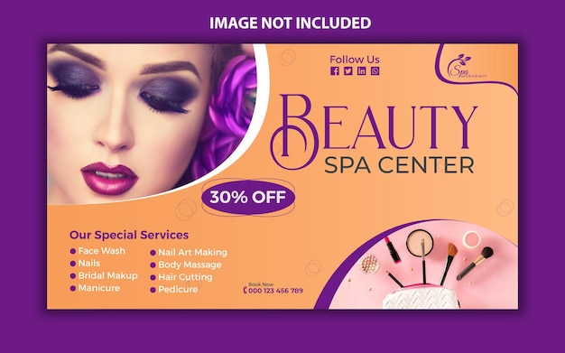 Spa and beauty salon facebook cover social media banner template design