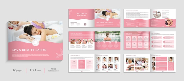 Vector spa and beauty salon landscape brochure design template