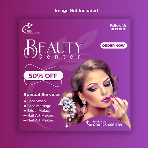 spa and beauty salon pinterest social media template design