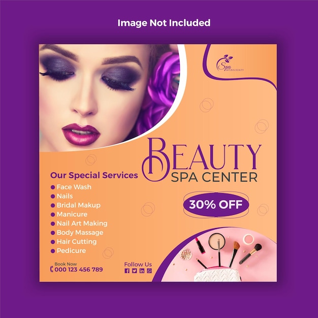 spa and beauty salon pinterest social media template design
