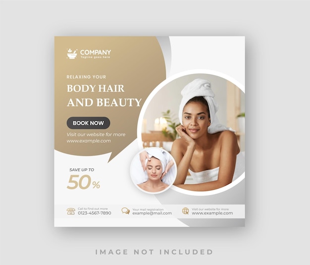 Vector spa and beauty wellness social media post template design