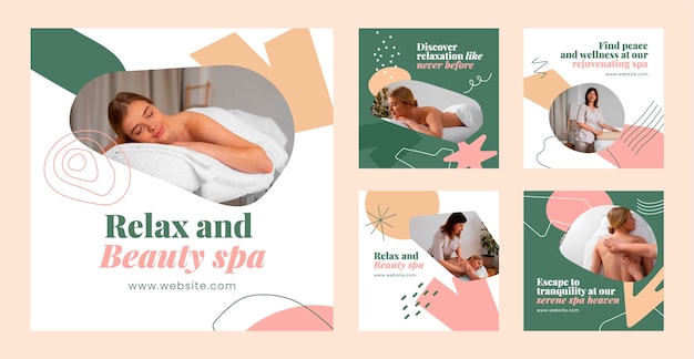 Vector spa behandeling instagram posts sjabloon