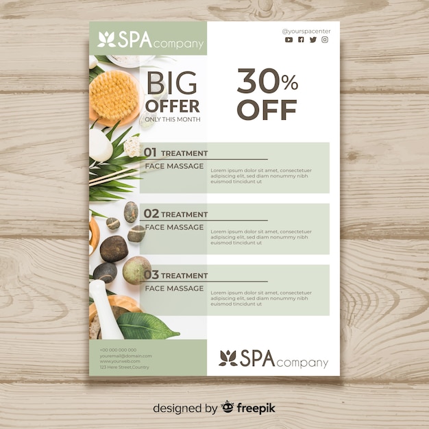 Vector spa brochure template with photo