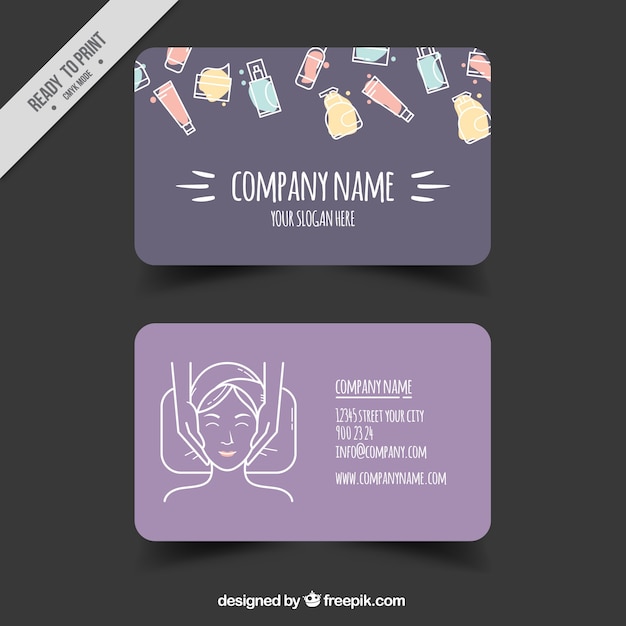 Vector spa card with sketches of elements