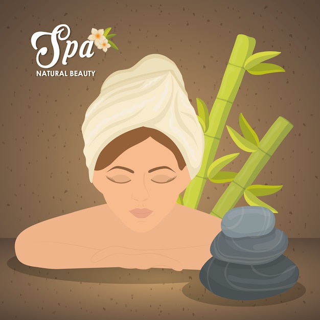 Spa center concept represented by woman and stones icon