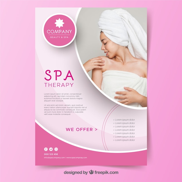 Spa center flyer with different treatments to relaxing