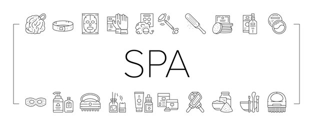 Spa cosmetics beauty collection icons set vector