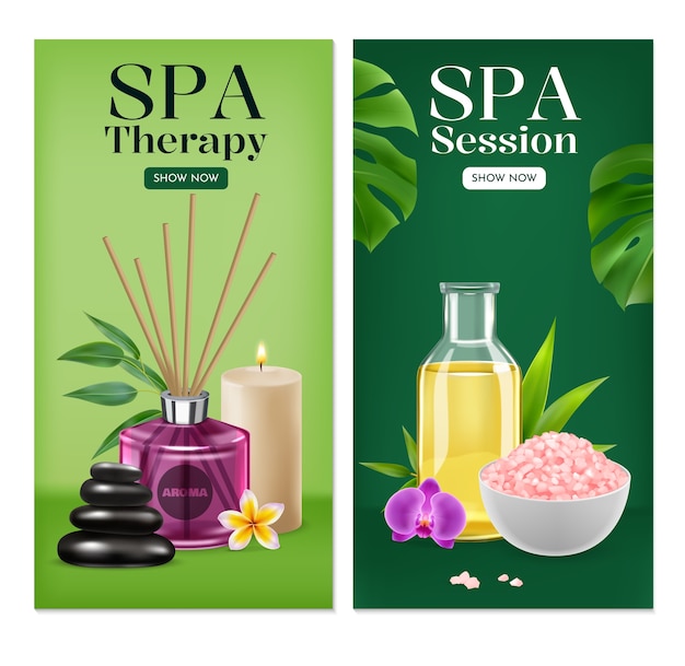 Vector spa en wellness realistische bannerset