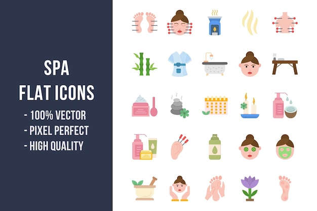 Spa flat multicolor icons