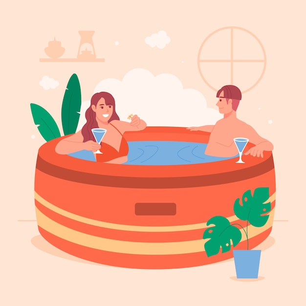 Vector spa hot tub illustration