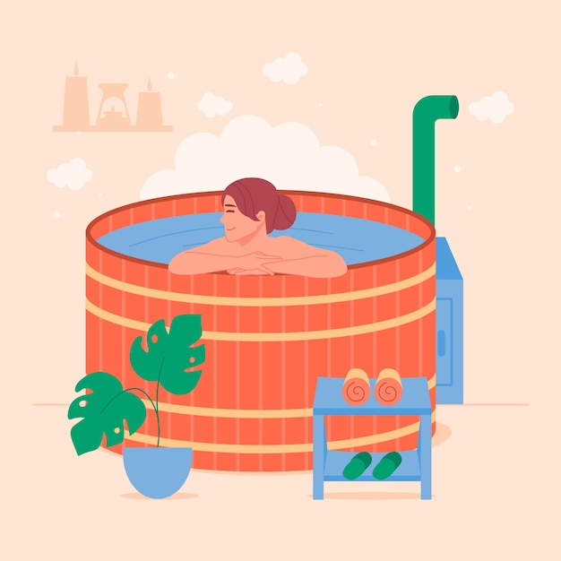 Vector spa hot tub illustration