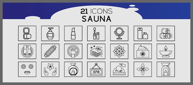 Spa line icon set Creative spa and relax unlimited outline icon pack such as spa learn oil beauty (Креативный спа и расслабление: неограниченный набор икон, таких как спа, узнайте о красоте масла)