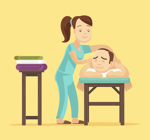 Vettore massaggio termale. illustrazione piatta