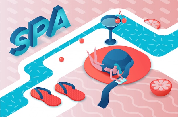 Spa party 3d isometric letters, summer