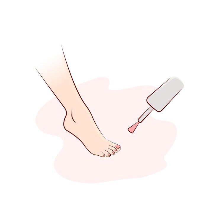 Vector 네일 살롱 평면 벡터 일러스트 레이 션에서 발 관리 미용 치료를 연마 스파 페디큐어 발가락 손톱