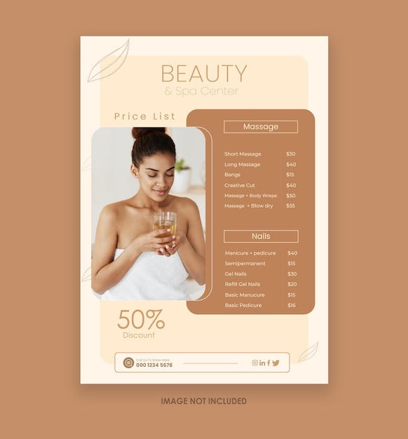 Vector spa price list design template or spa flyer design