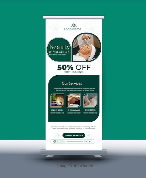 Vector spa roll up banner design stand banner and dl banner